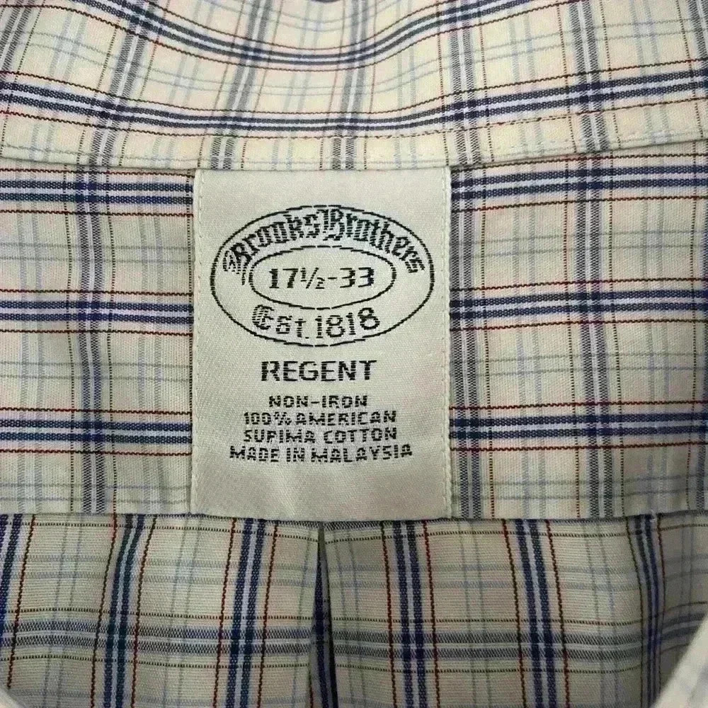 Brooks Brothers red/white plaid button down dress shirt 17 1/2- 33 - Picture 2 of 3